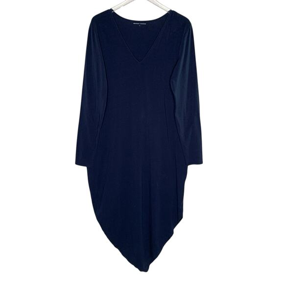 Universal Standard 16 Iconic Long Sleeve V Neck Geneva Dress Navy Asymmetrical - Picture 2 of 10
